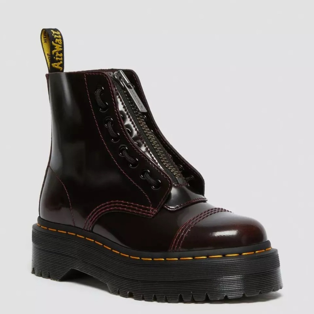 Dr. Martens Women's Burgundy Leather Boots